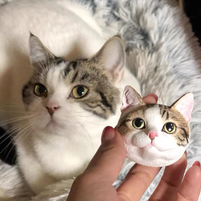 Hand-Painted Plaster Pet Head Fridge Magnets