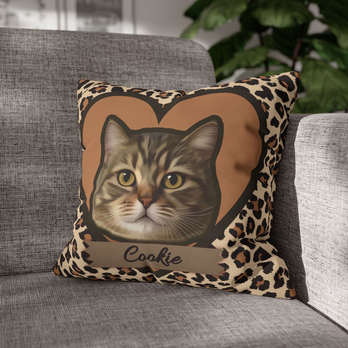 Custom Pet Portrait Square pillow-Modern