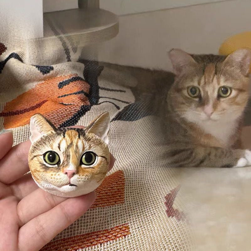 Hand-Painted Plaster Pet Head Fridge Magnets