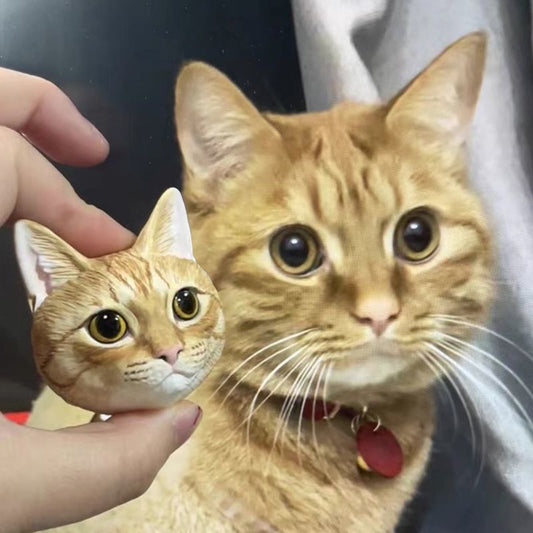 Hand-Painted Plaster Pet Head Fridge Magnets
