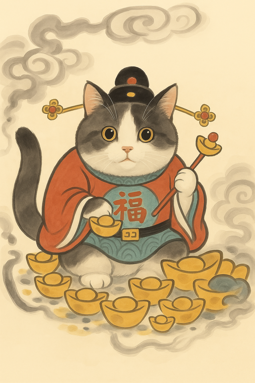 Mystical Eastern Art-Lucky Cat