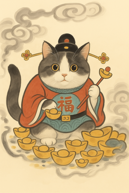 Mystical Eastern Art-Lucky Cat