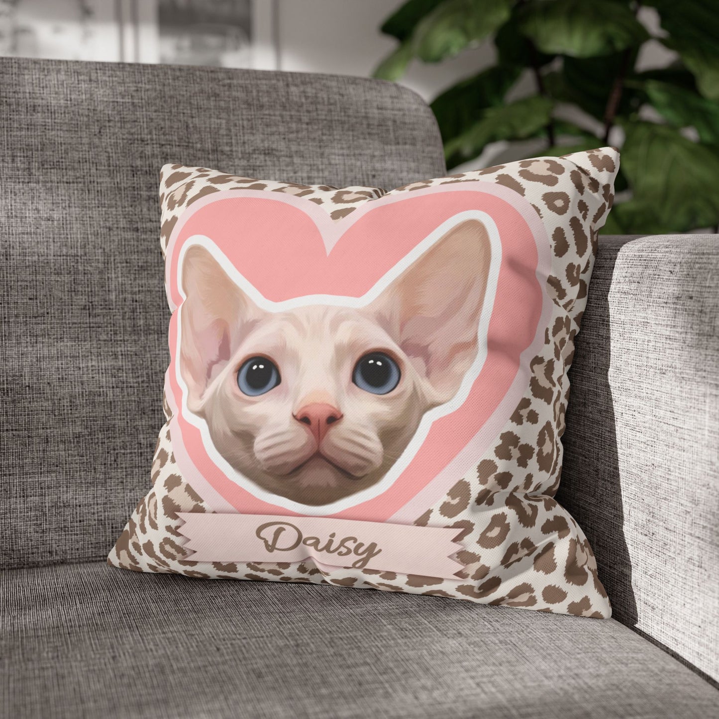 Custom Pet Portrait  Square pillow-Modern