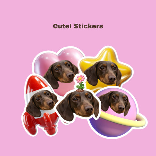 Custom Pet Portrait Stickers-Cute!