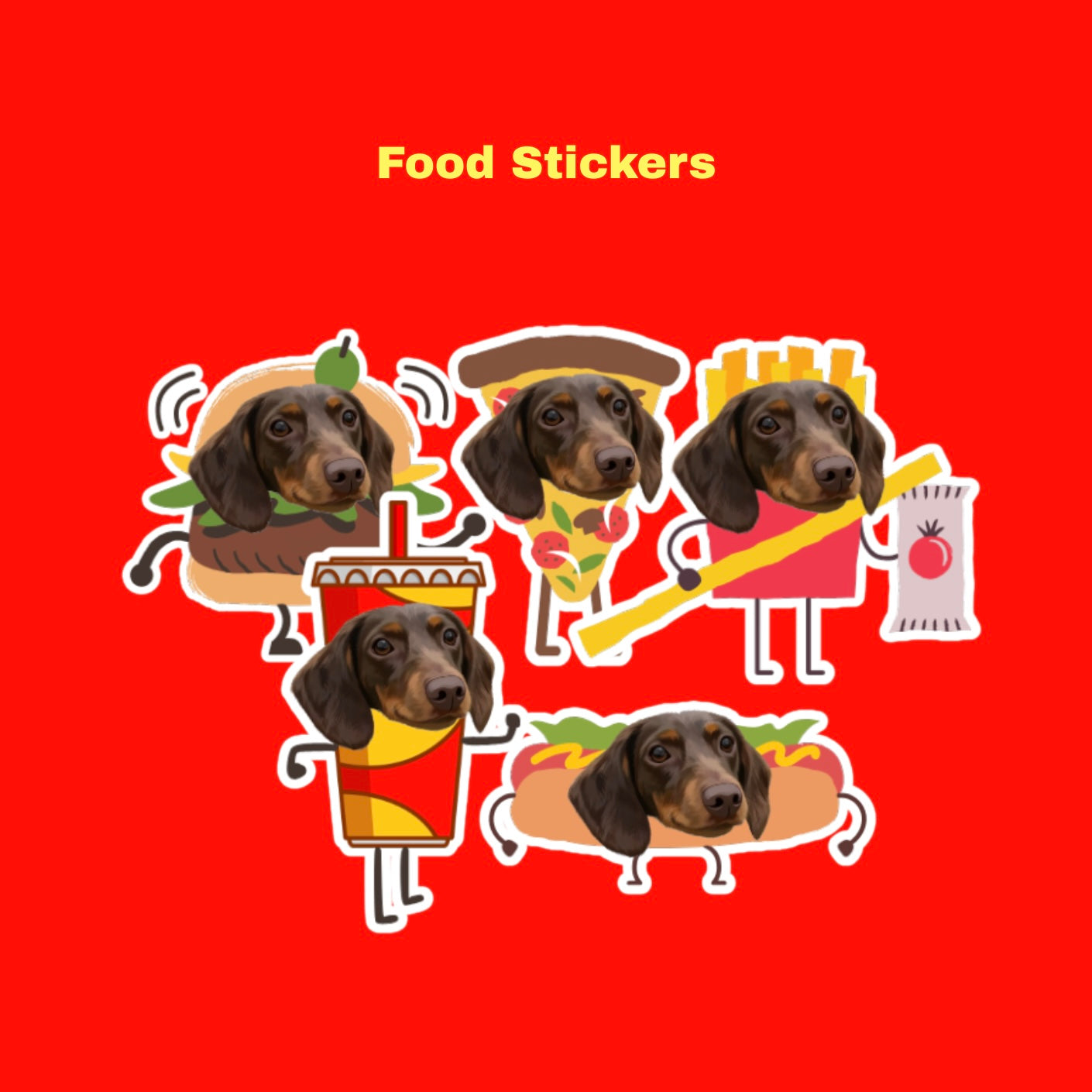 Custom Pet Portrait Stickers-Food