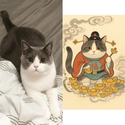 Mystical Eastern Art-Lucky Cat