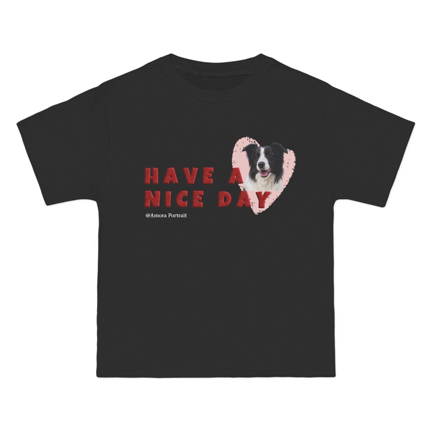 Custom Pet Portrait T-Shirt – “HAVE A NICE DAY!” PINK HEART