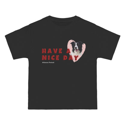 Custom Pet Portrait T-Shirt – “HAVE A NICE DAY!” PINK HEART