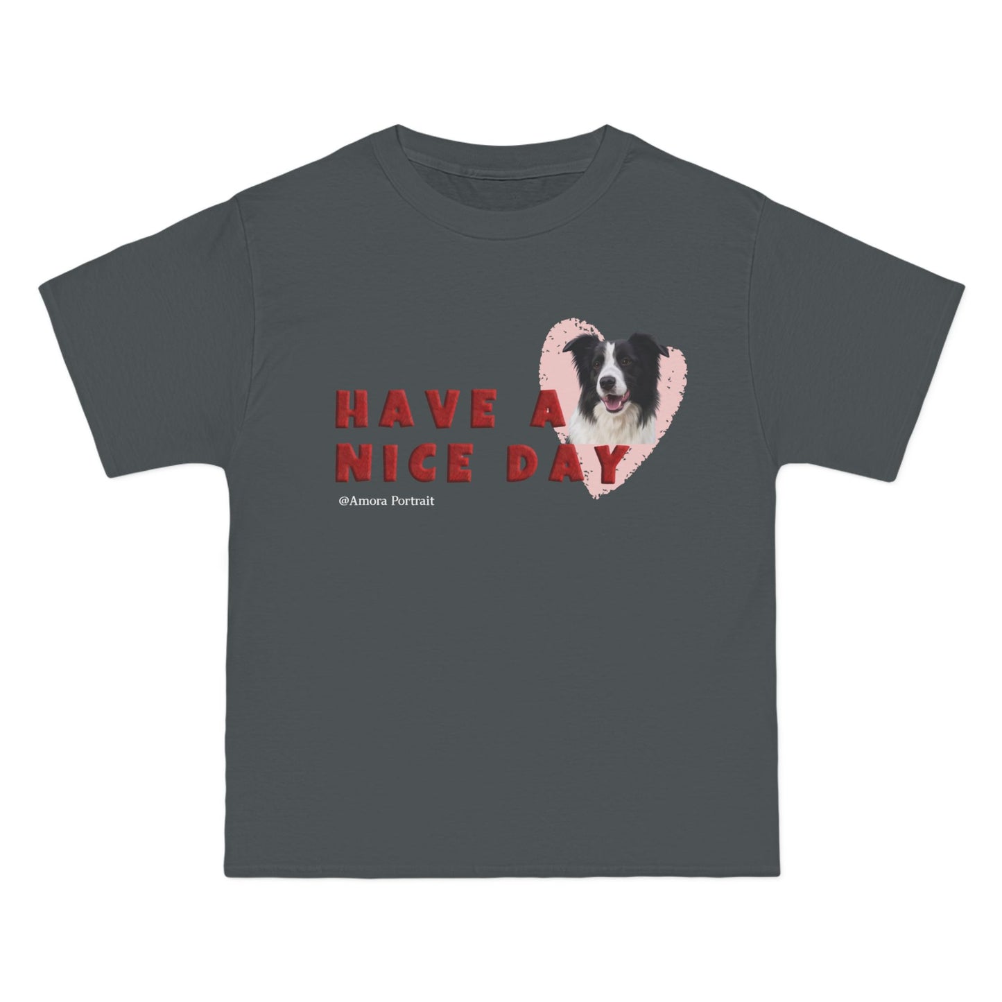 Custom Pet Portrait T-Shirt – “HAVE A NICE DAY!” PINK HEART