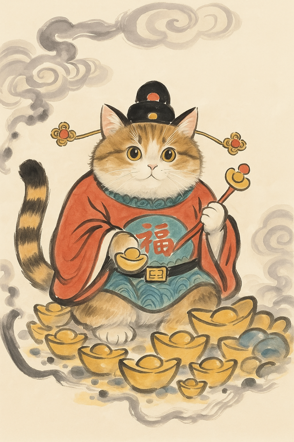 Mystical Eastern Art-Lucky Cat