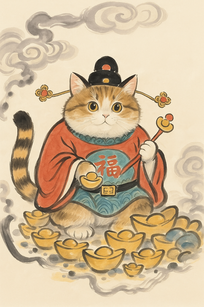 Mystical Eastern Art-Lucky Cat