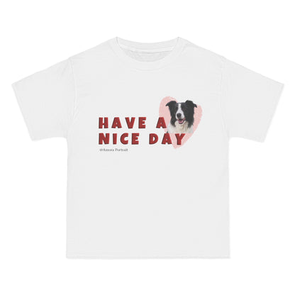 Custom Pet Portrait T-Shirt – “HAVE A NICE DAY!” PINK HEART