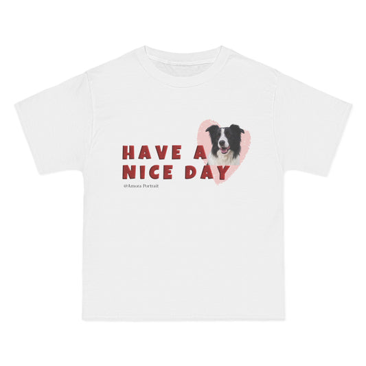 Custom Pet Portrait T-Shirt – “HAVE A NICE DAY!” PINK HEART
